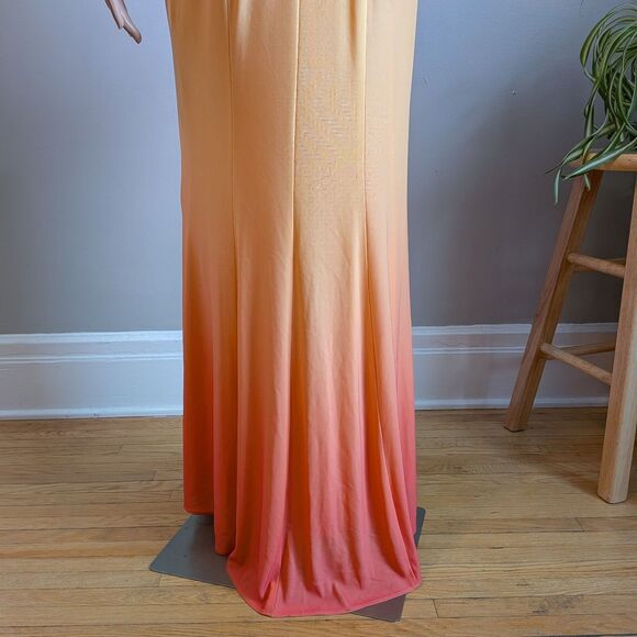 Vintage Y2K Zum Zum Prom Gown Maxi Dress Orange Ombre Rhinestone Size 3 - Picture 12 of 13